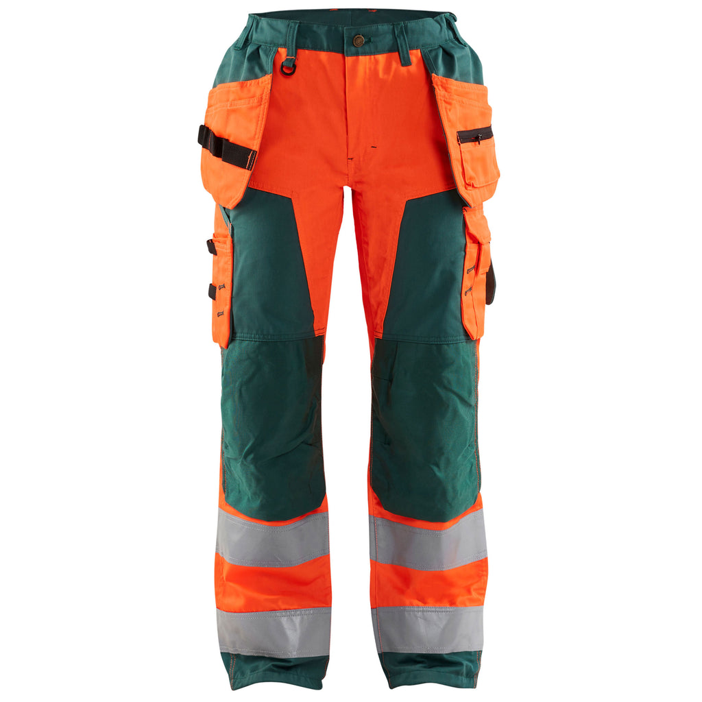 Blaklader 7156 Womens Hi Vis Trousers Hi Vis Orange Green Main