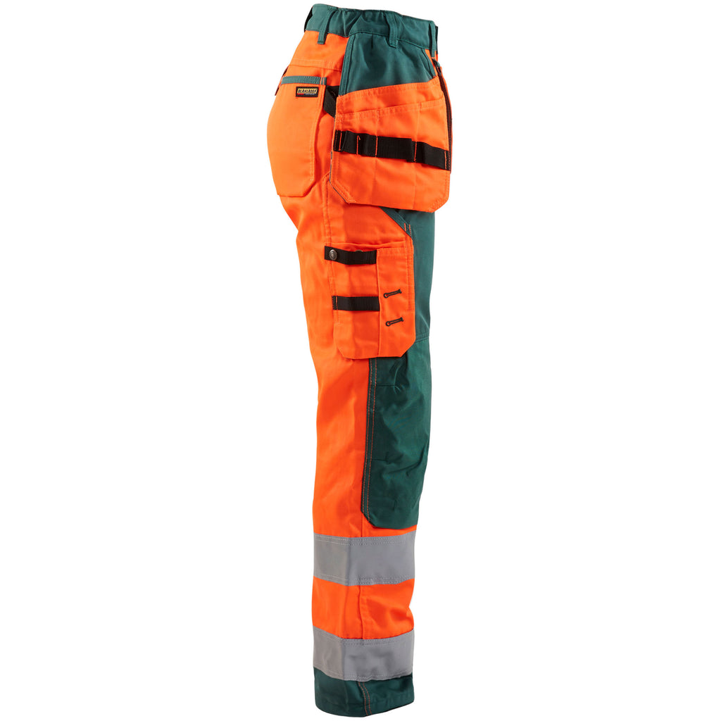 Blaklader 7156 Womens Hi Vis Trousers Hi Vis Orange Green Right