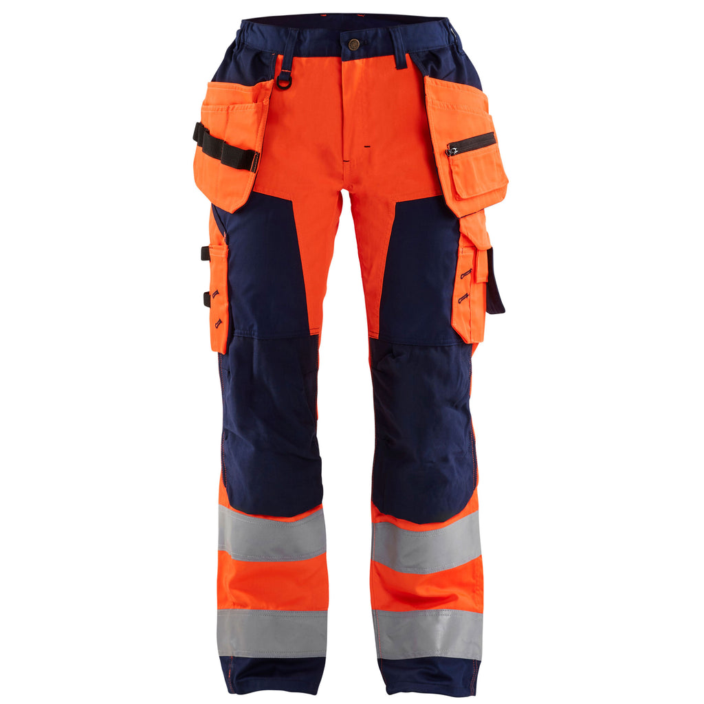 Blaklader 7156 Womens Hi Vis Trousers Hi Vis Orange Navy Blue Main