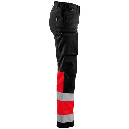 Blaklader 7161 Womens Hi Vis Trousers With Stretch Black Hi Vis Red Right