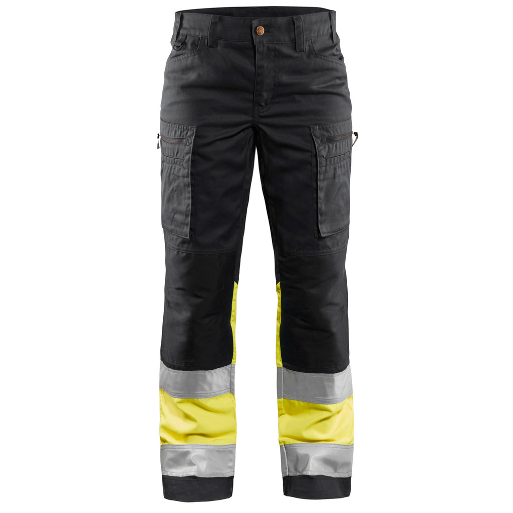 Blaklader 7161 Womens Hi Vis Trousers With Stretch Black Hi Vis Yellow Main