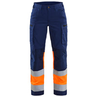 Blaklader 7161 Womens Hi Vis Trousers With Stretch Navy Blue Hi Vis Orange Main