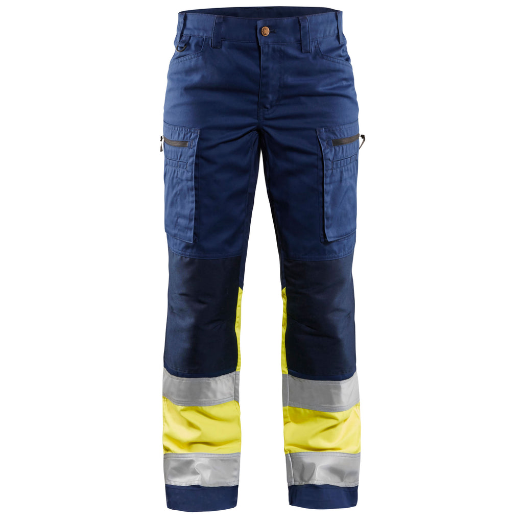 Blaklader 7161 Womens Hi Vis Trousers With Stretch Navy Blue Hi Vis Yellow Main