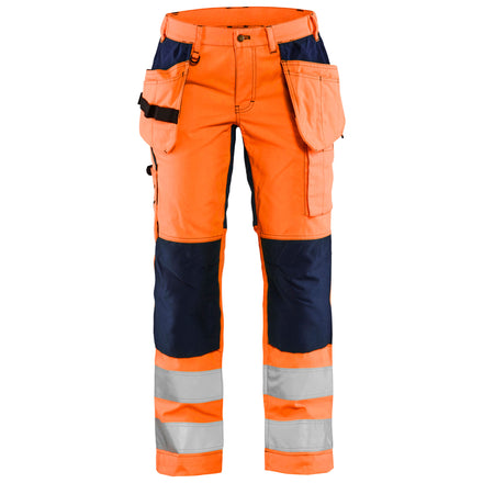 Blaklader 7163 Womens Hi Vis Trousers With Stretch Hi Vis Orange Navy Blue Main