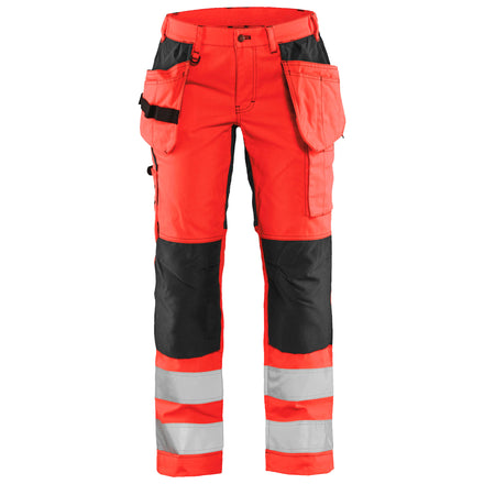 Blaklader 7163 Womens Hi Vis Trousers With Stretch Hi Vis Red Black Main