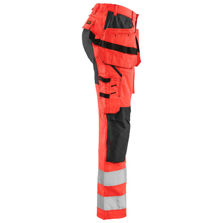 Blaklader 7163 Womens Hi Vis Trousers With Stretch Hi Vis Red Black Right