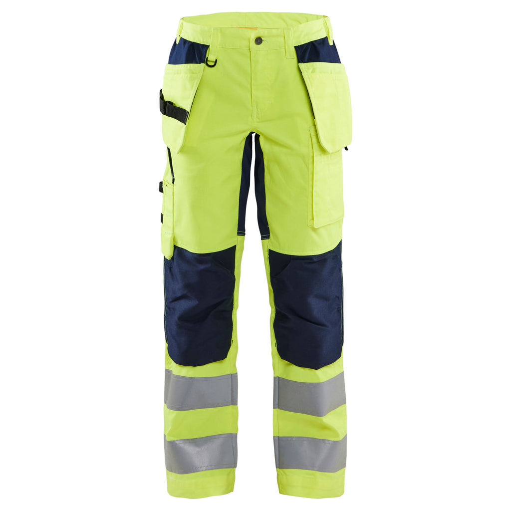 Blaklader 7163 Womens Hi Vis Trousers With Stretch Hi Vis Yellow Navy Blue Main