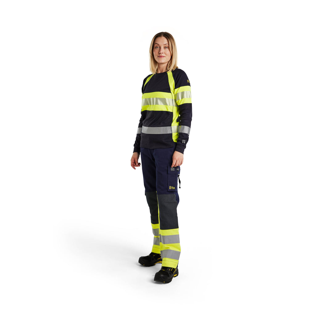 Blaklader 7181 Womens Multinorm Trousers Navy Blue Hi Vis Yellow Model