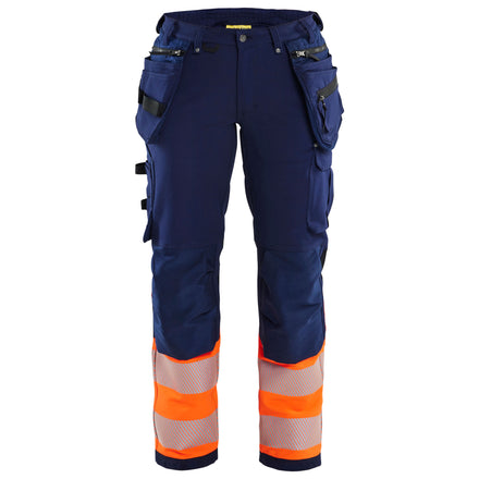 Blaklader 7193 Womens Hi Vis Trouser With 4 Way Stretch Navy Blue Hi Vis Orange Main