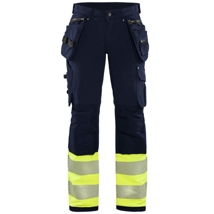 Blaklader 7193 Womens Hi Vis Trouser With 4 Way Stretch Navy Blue Hi Vis Yellow Main