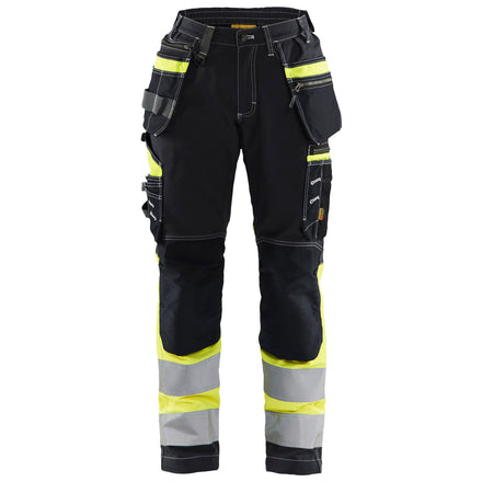 Blaklader 7196 Womens Hi Vis Trousers With Stretch Black Hi Vis Yellow Main