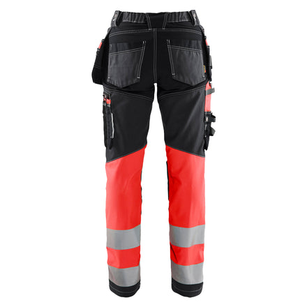 Blaklader 7196 Womens Hi Vis Trousers With Stretch Black Red Hi Vis Back