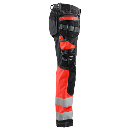 Blaklader 7196 Womens Hi Vis Trousers With Stretch Black Red Hi Vis Right