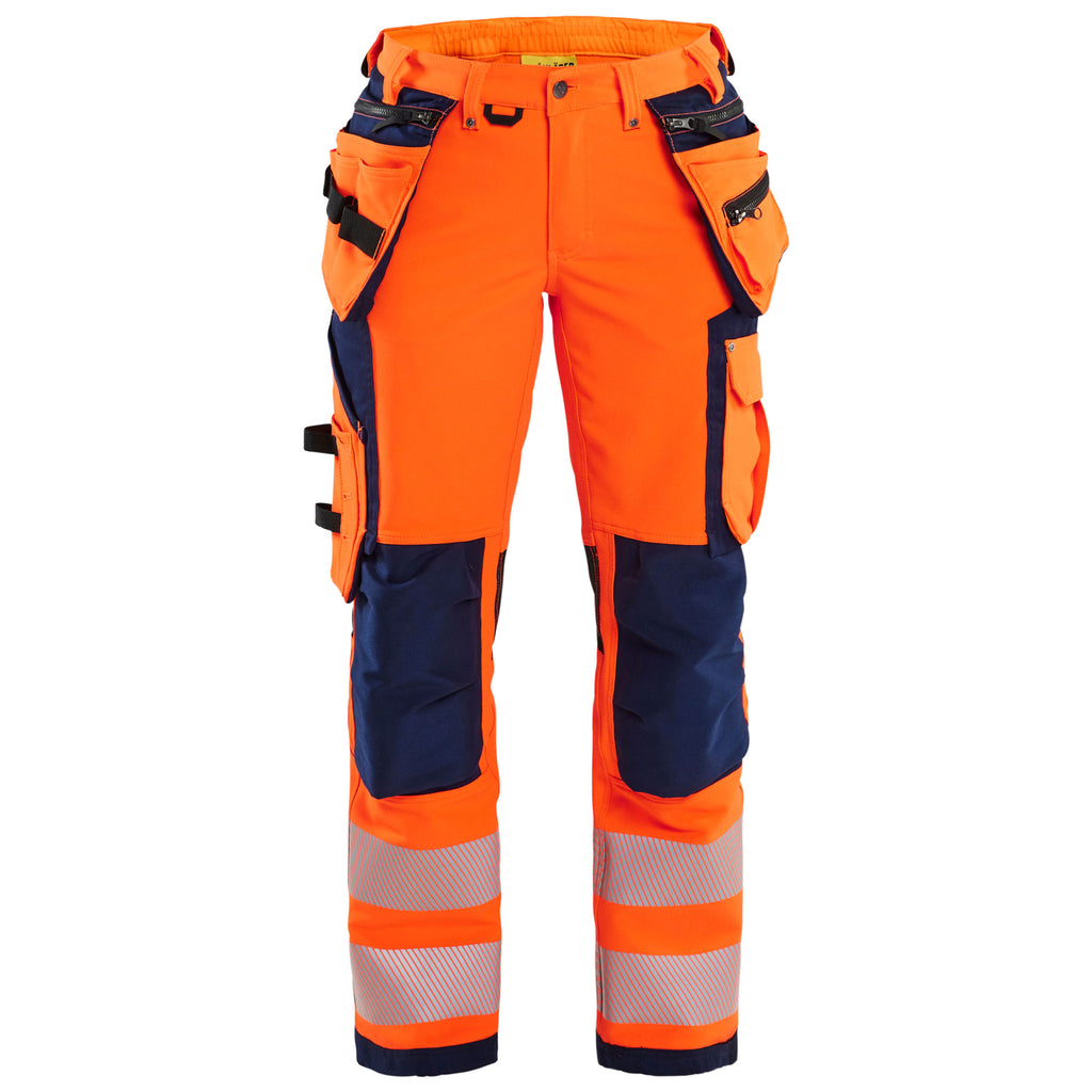 Blaklader 7197 Womens Hi Vis Trousers With 4 Way Stretch Hi Vis Orange Navy Blue Main