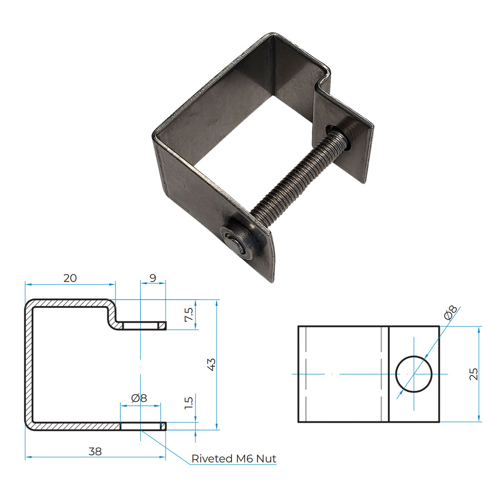 Blue Diamond Stainless Steel C Clip for GRP Anti-slip Grating