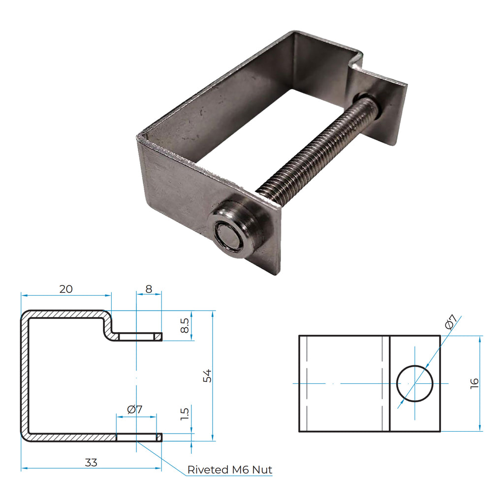 Blue Diamond Stainless Steel C Clip for GRP Anti-slip Grating