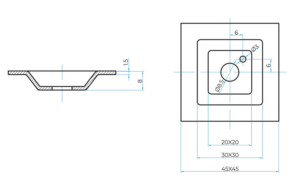 Blue Diamond Square Fixing Clip for GRP Anti-slip Grating