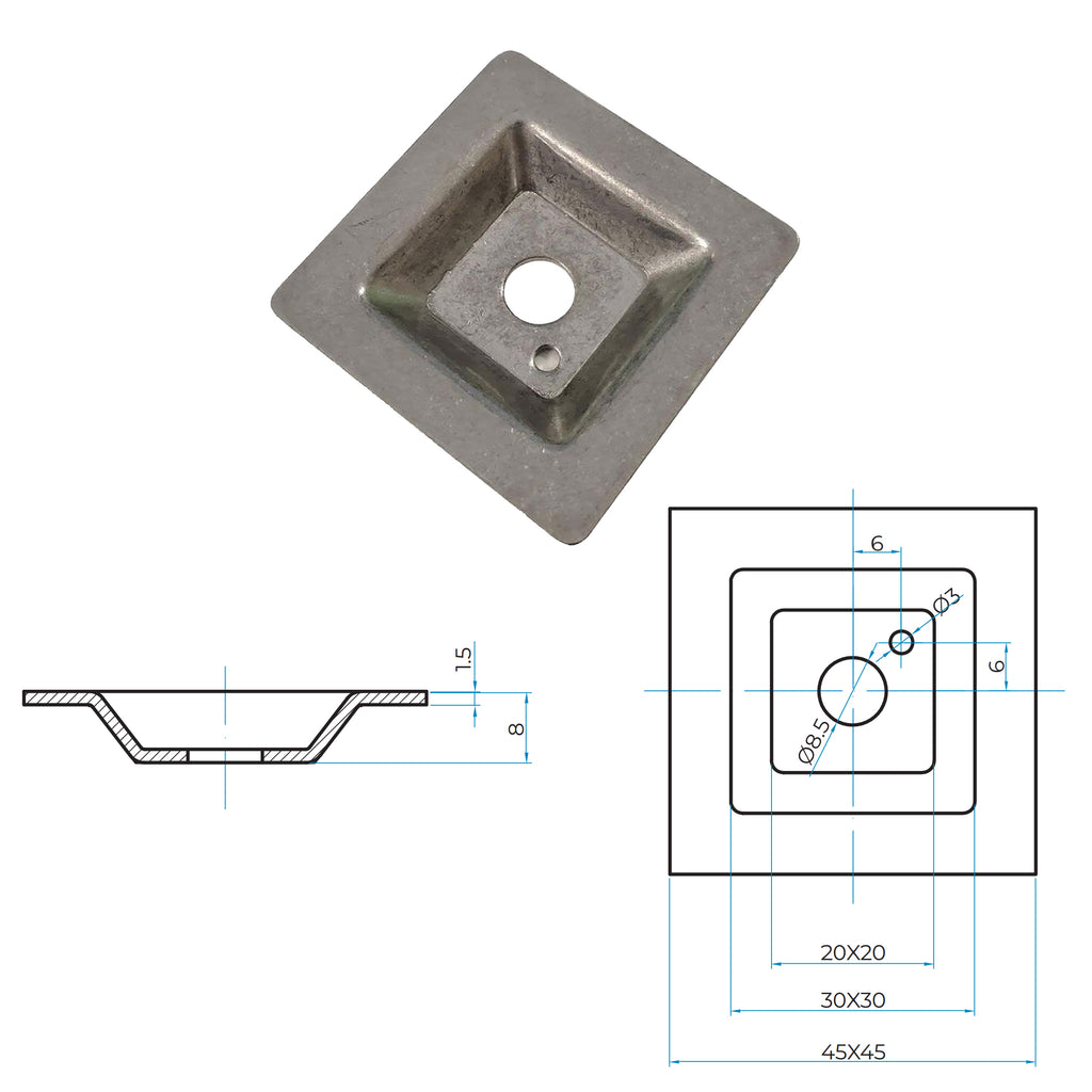 Blue Diamond Square Fixing Clip for GRP Anti-slip Grating