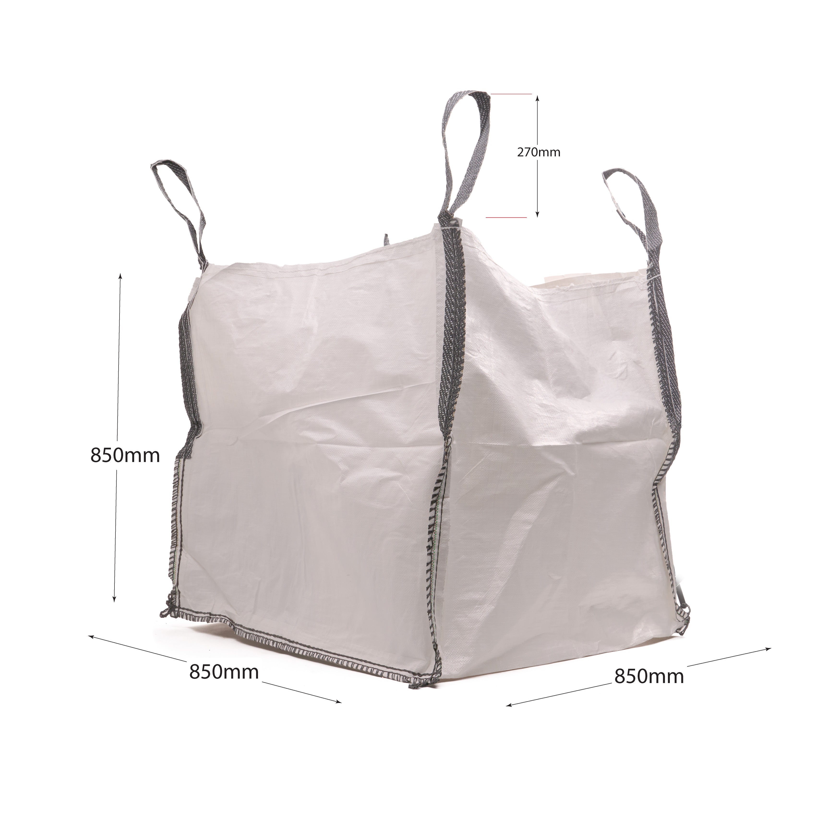 1 Tonne FIBC Bau-/Gartenabfalltasche – Aus 135 G/m² Polypropylen, Verstärkte Nähte, 4 Schlaufengriffe, Wiederverwendbar
