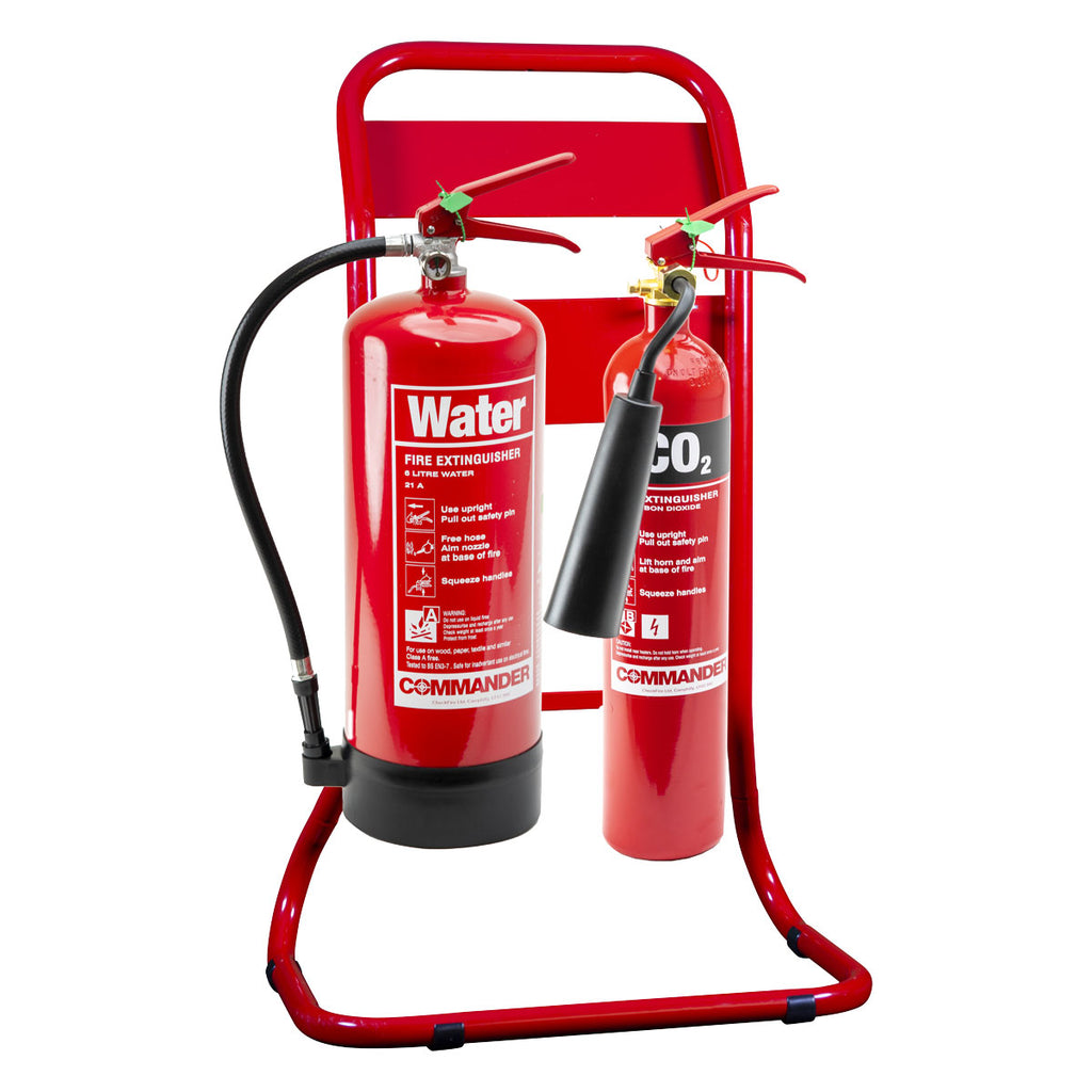 Double Tubular Fire Extinguisher Stand - Red - CS31