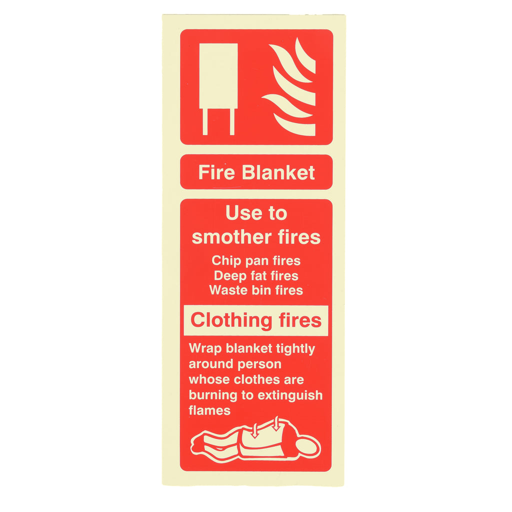Fire Blanket ID Sign Rigid Plastic Portrait - 75mm x 200mm - 106R
