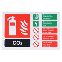 Fire Extinguisher C02 ID Sign Rigid Plastic Landscape - 100mm x 150mm - 113R