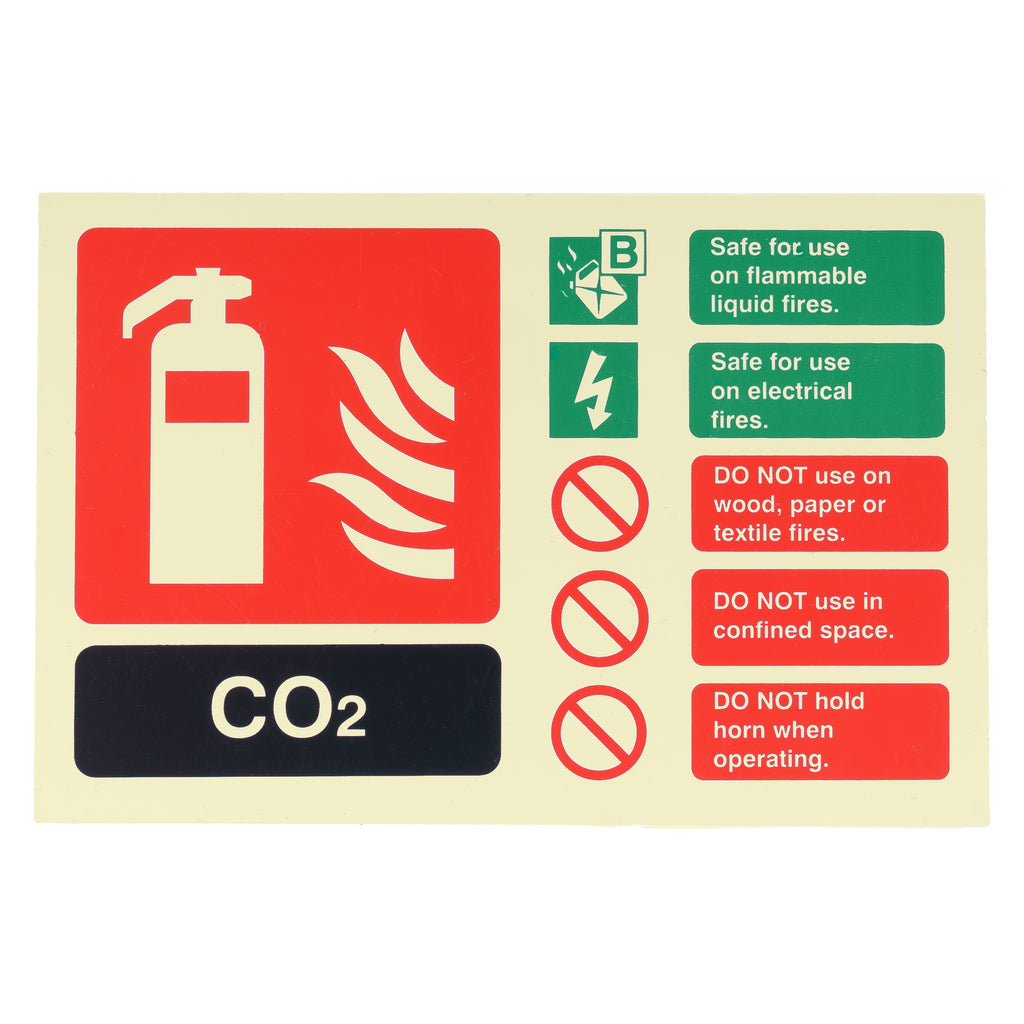 Fire Extinguisher C02 ID Sign Rigid Plastic Landscape - 100mm x 150mm - 113R