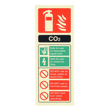 Fire Extinguisher CO2 ID Sign Rigid Plastic Portrait - 75mm x 200mm - 103R