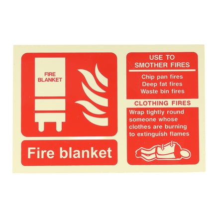 Fire Blanket ID Sign Rigid Plastic Landscape - 100mm x 150mm - 116R