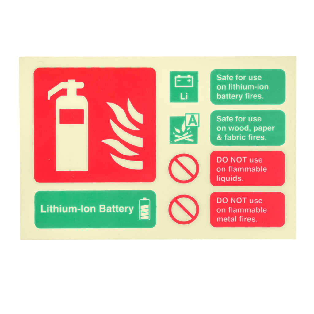 Fire Extinguisher Lithium-Ion Battery Sign Photoluminescent Landscape - 100mm x 150mm - SN-LI-159-PHL