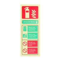 Fire Extinguisher Lithium-Ion Battery Sign Photoluminescent Portrait - 75mm x 200mm - SN-LI-119-PHL