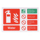 Fire Extinguisher Water ID Sign Rigid Plastic Landscape - 100mm x 150mm - 111R