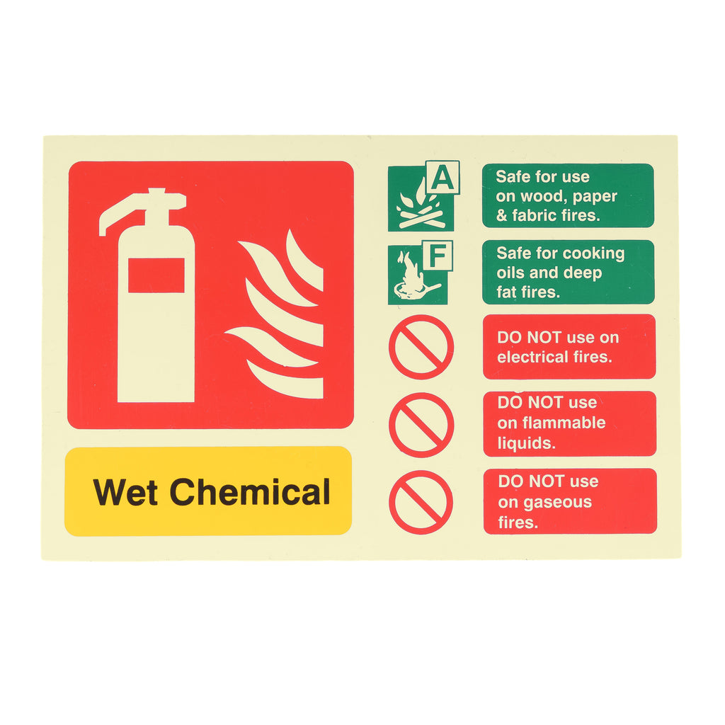 Fire Extinguisher Wet Chem ID Sign Rigid Plastic Landscape - 100mm x 150mm - 115R