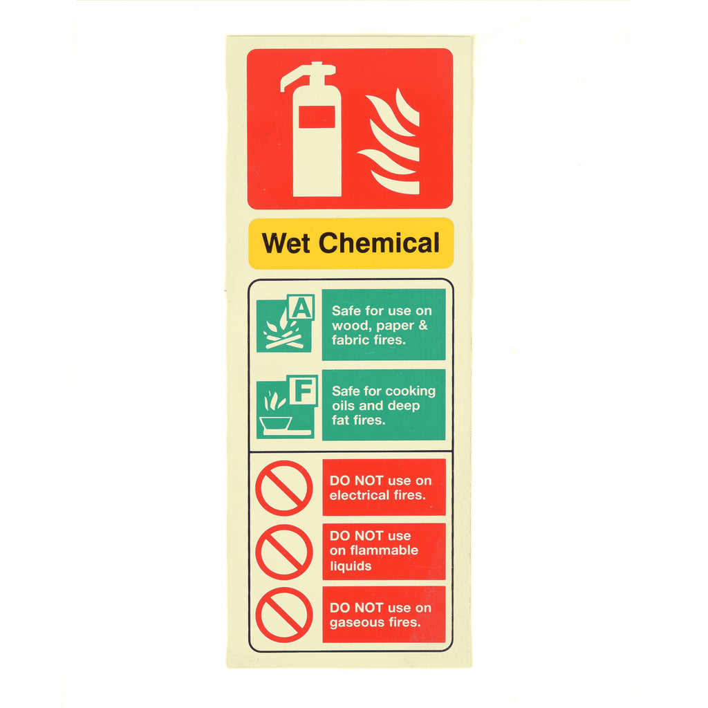 Fire Extinguisher Wet Chem ID Sign Rigid Plastic Portrait - 75mm x 200mm - 105R