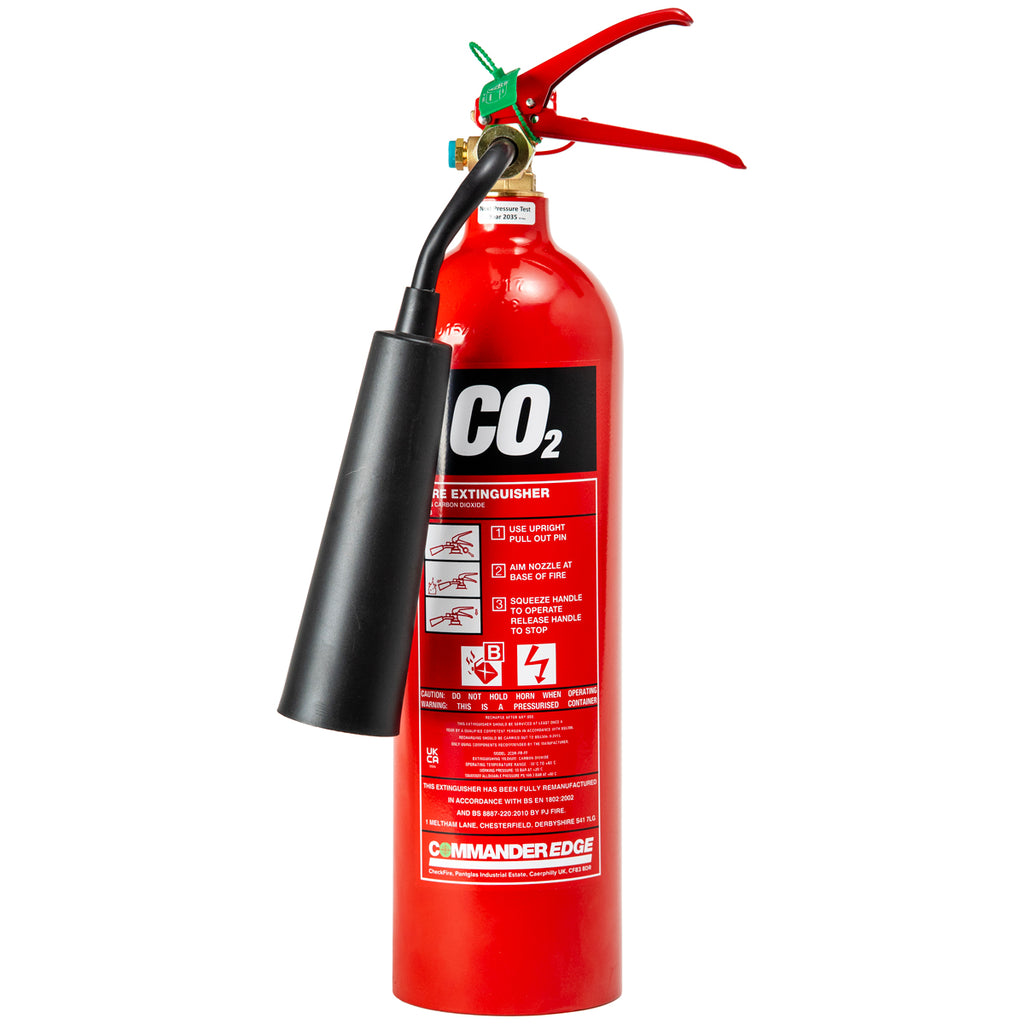 CommanderEDGE 2kg Remanufactured CO2 Aluminium Fire Extinguisher - RX-KMD-002-ECF