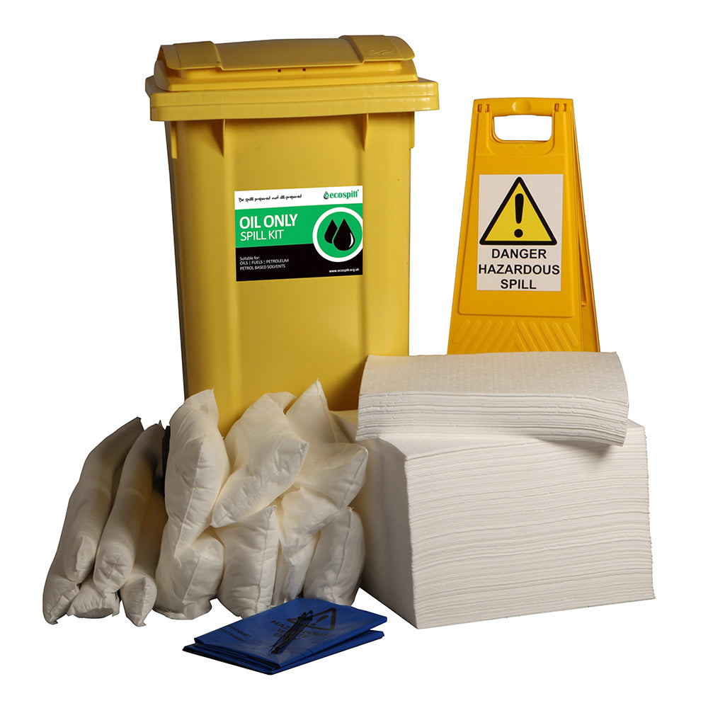 Ecospill 120L Oil Only Spill Response Kit 2 Wheel PE Bin | Start Safety UK