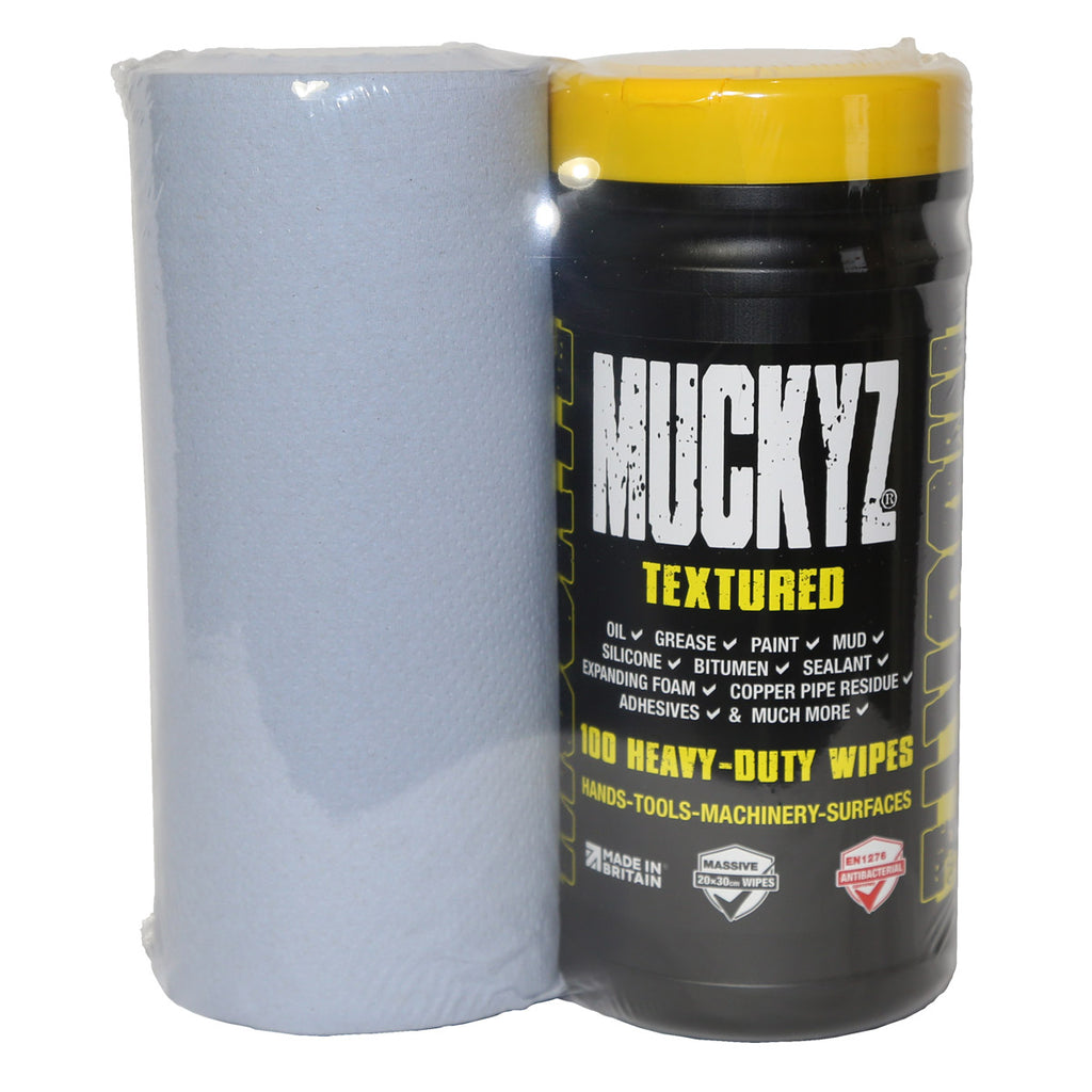 Fentex 2 Litre Tubs of 100 Large Muckyz HD Textured Wrapped with 24cm Paper Roll (Full Box of 6)