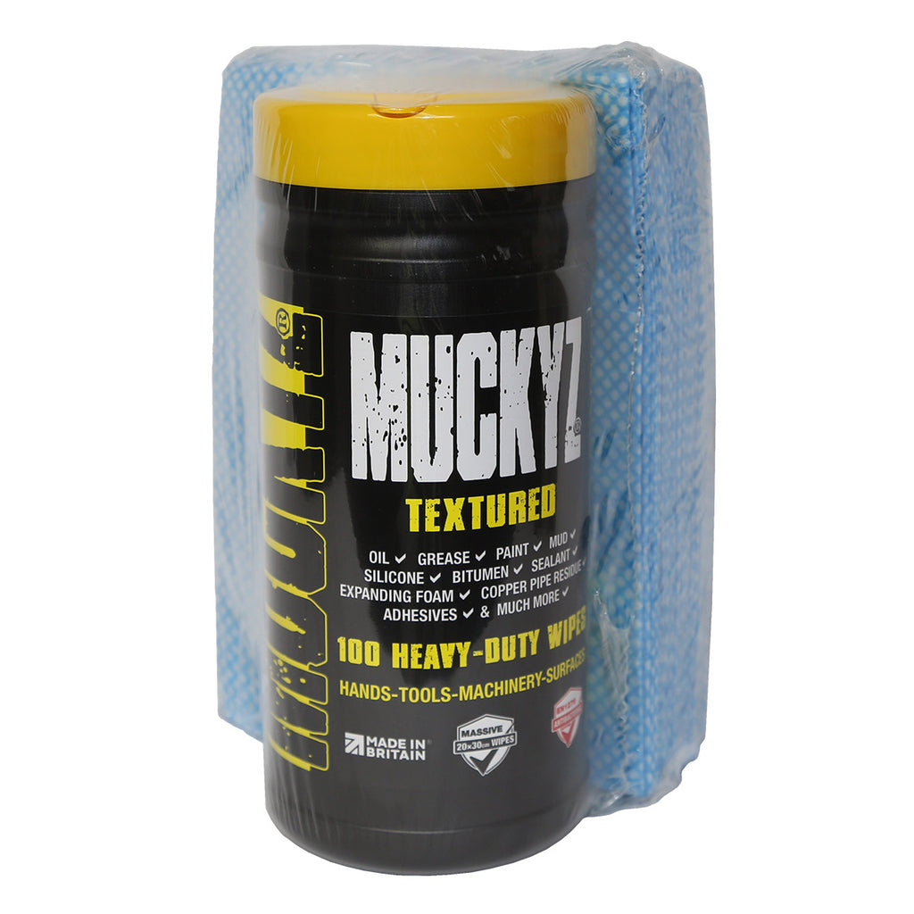 Fentex 2 Litre Tubs of 100 Large Muckyz HD Textured Wrapped with 50 x (35cm x 49cm) Folded Dry Wipes (Full Box of 6)