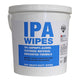White bucket of IPA wipes with blue text on a white background