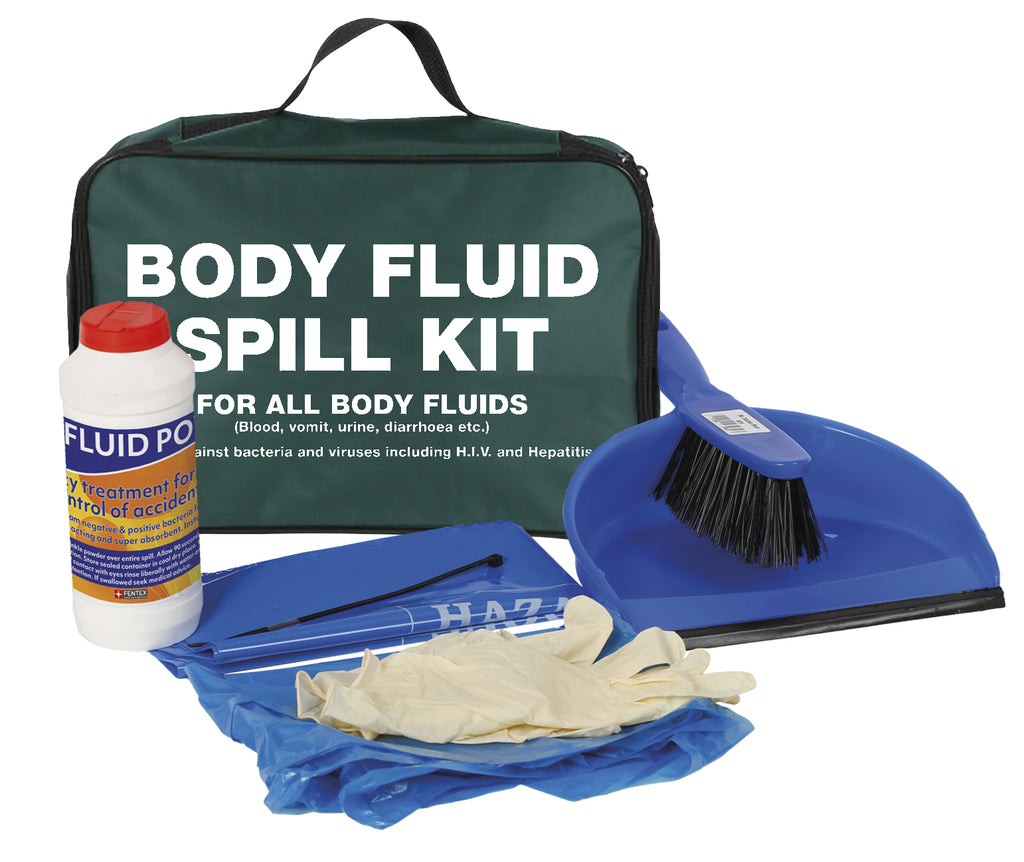 Fentex Body Fluid Spill Kit with Disinfectant Powder In Green Zip Bag Printed