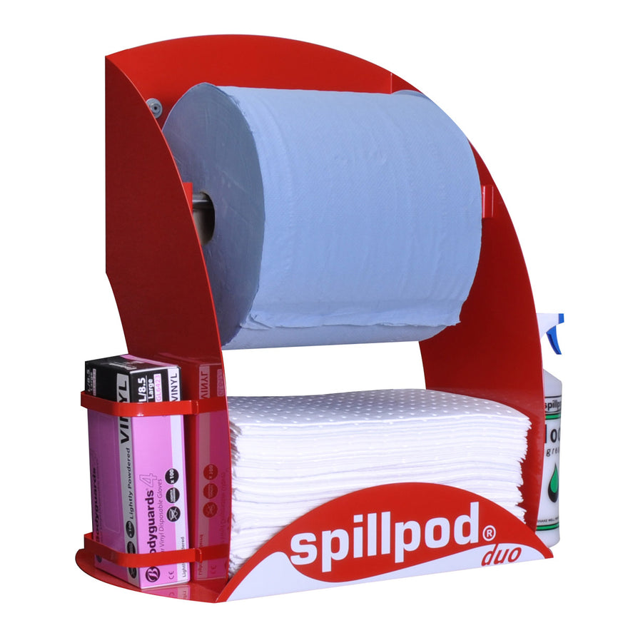 Fentex Spillpod Duo Oil And Fuel Absorbent Pads And Blue Paper Roll