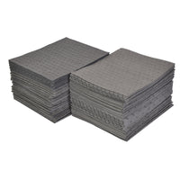 Two stacks of gray textured sheets on a white background