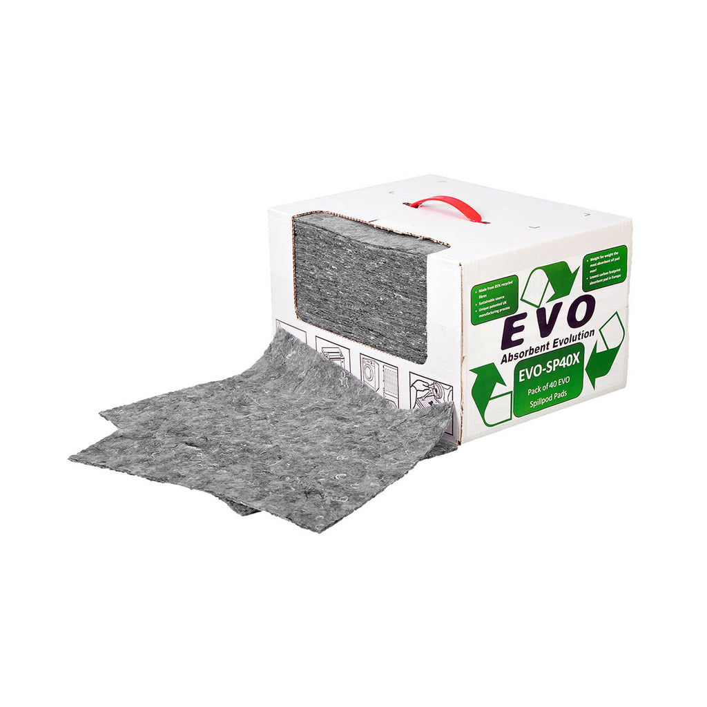 Fentex Triple Weight Evo Recycled® General Purpose Spillpod® Absorbent Pads - Dispenser Box (Pack of 40)
