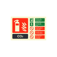 Fire Extinguisher Co2 ID Sign Photoluminescent Landscape - 100mm x 150mm - 113P