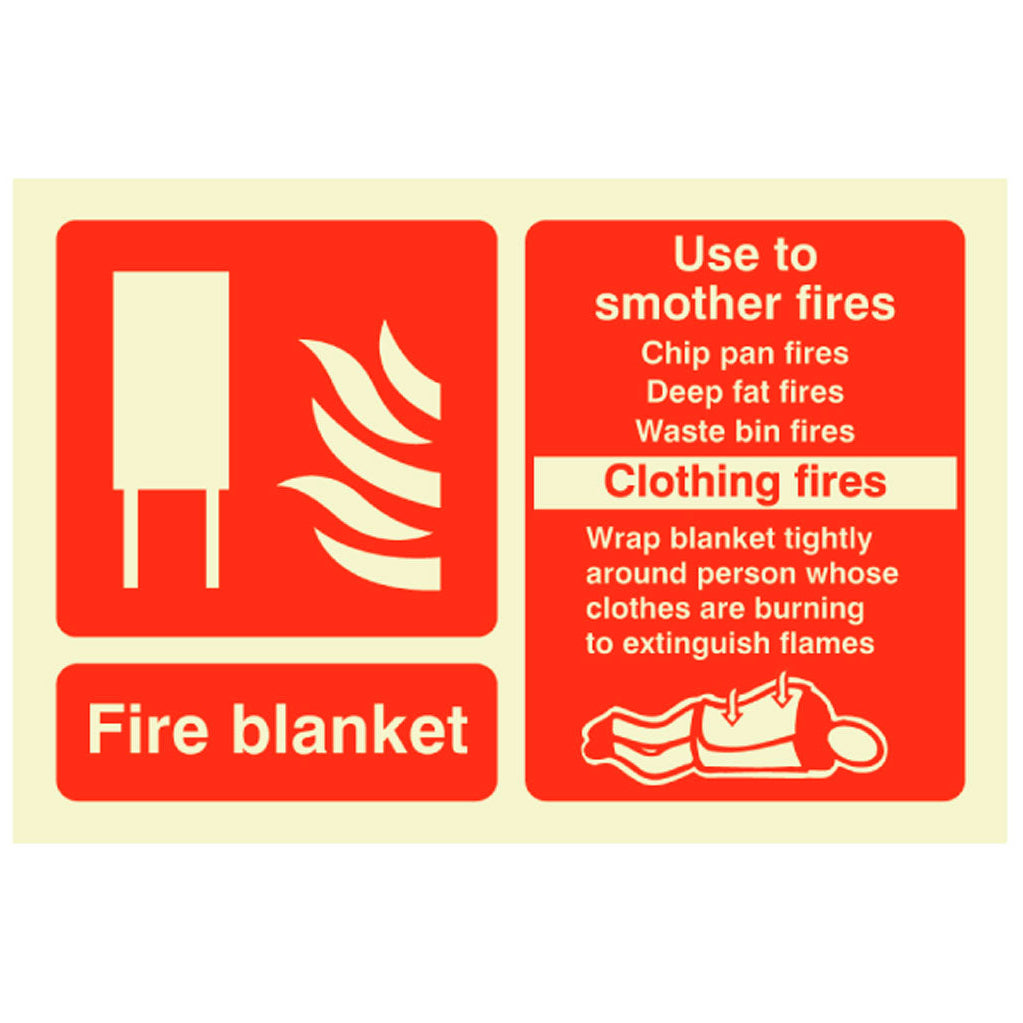 Fire Blanket ID Sign Rigid Plastic Landscape - 100mm x 150mm - 116R