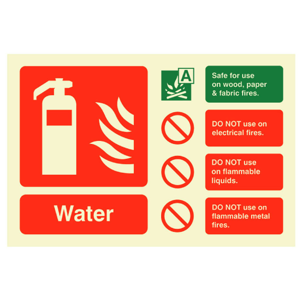 Fire Extinguisher Water ID Sign Rigid Plastic Landscape - 100mm x 150mm - 111R