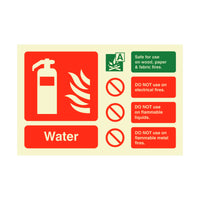 Fire Extinguisher Water ID Sign Rigid Plastic Landscape - 100mm x 150mm - 111R
