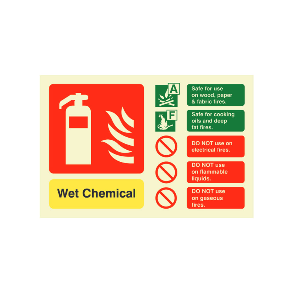 Fire Extinguisher Wet Chem ID Sign Rigid Plastic Landscape - 100mm x 150mm - 115R