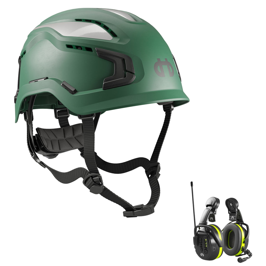 Hellberg Sector Ear Defenders Vented Hard Hat Kit | Green