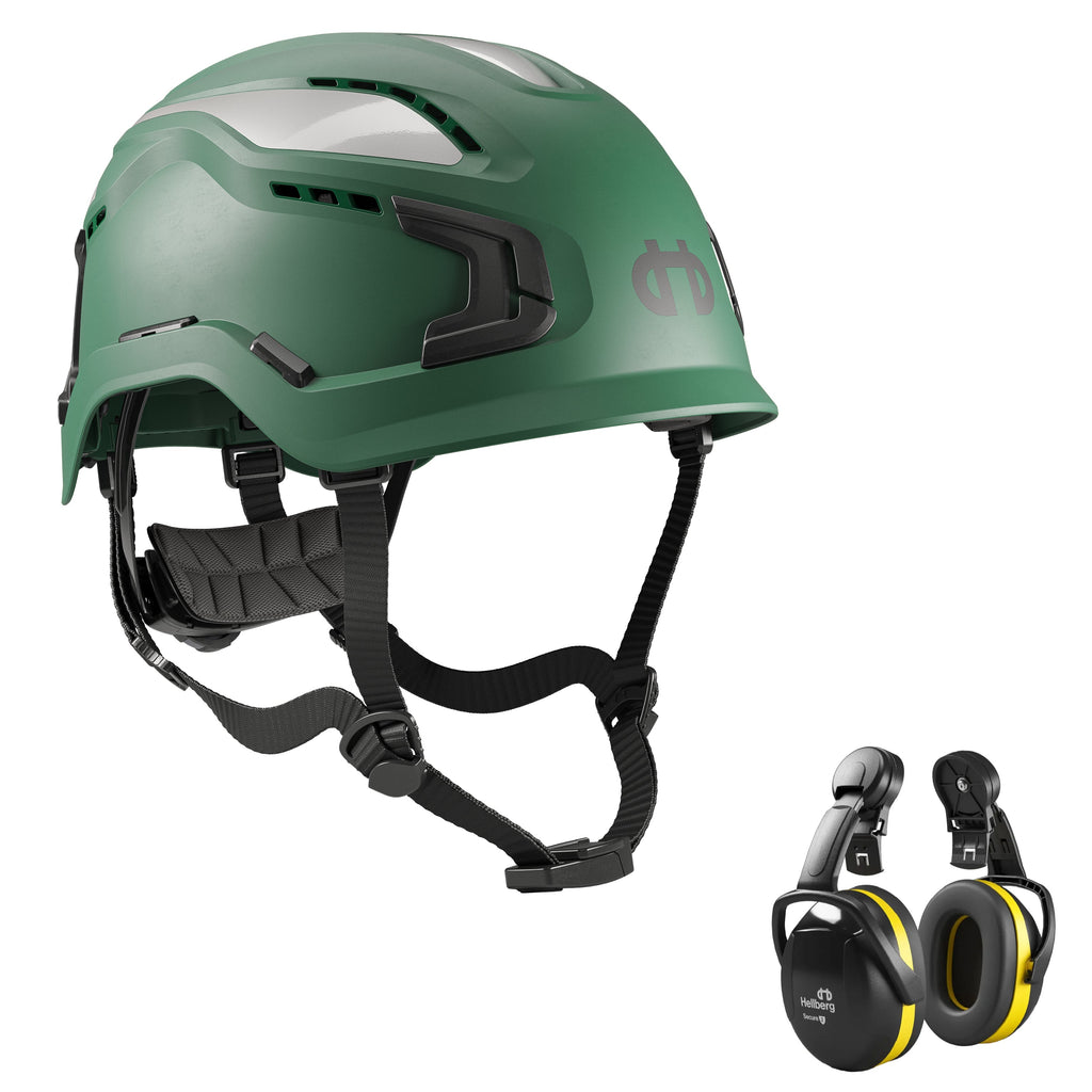 Hellberg Sector Ear Defenders Vented Hard Hat Kit | Green
